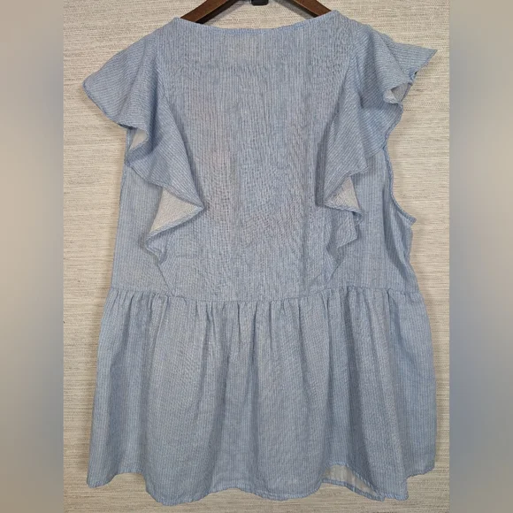 Savanna Jane Plus Size Floral Embroidered Striped Sleeveless Blouse Top 1X NWT - Picture 9 of 10